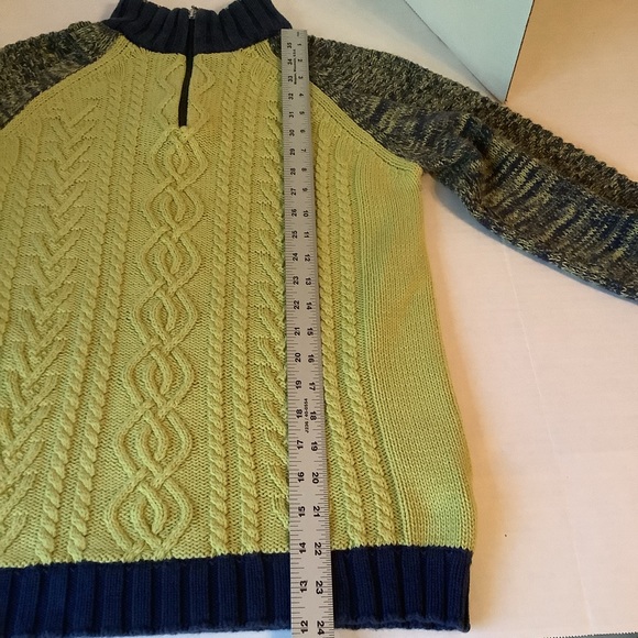 Cotton Country Sweater Lime Green/Blue Size Medium - Picture 6 of 8